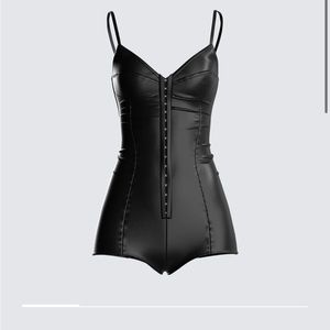 Finesse black size small brand new never worn w tags black satin corset romper